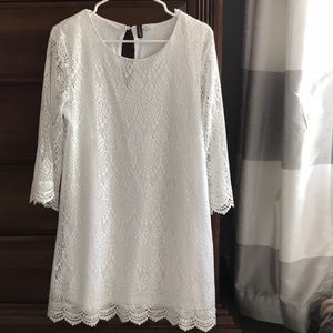 Long Sleeve White Lace Dress